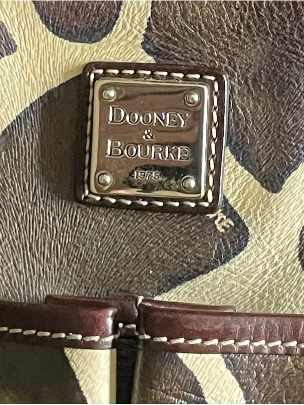 Dooney & Bourke Brown and Cream Giraffe-Print Leather Hobo